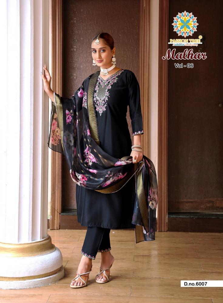 PASSION TREE MALHAR VOL 6 ROMAN SILK STYLISH BIG SIZE 3PCS DRESS