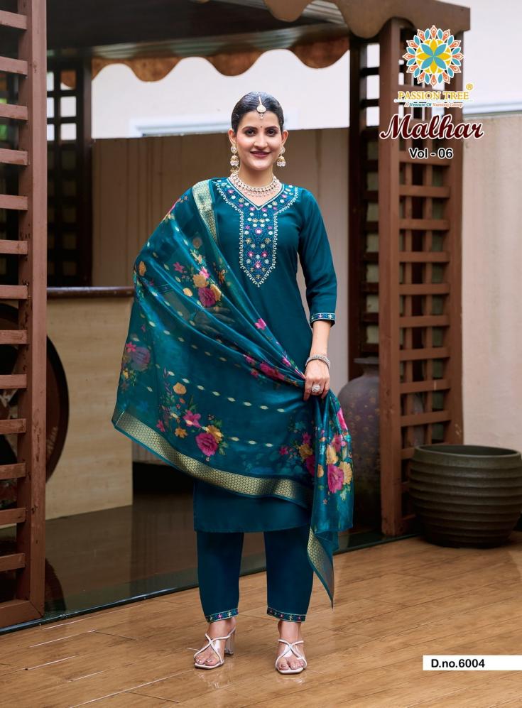 PASSION TREE MALHAR VOL 6 ROMAN SILK STYLISH BIG SIZE 3PCS DRESS