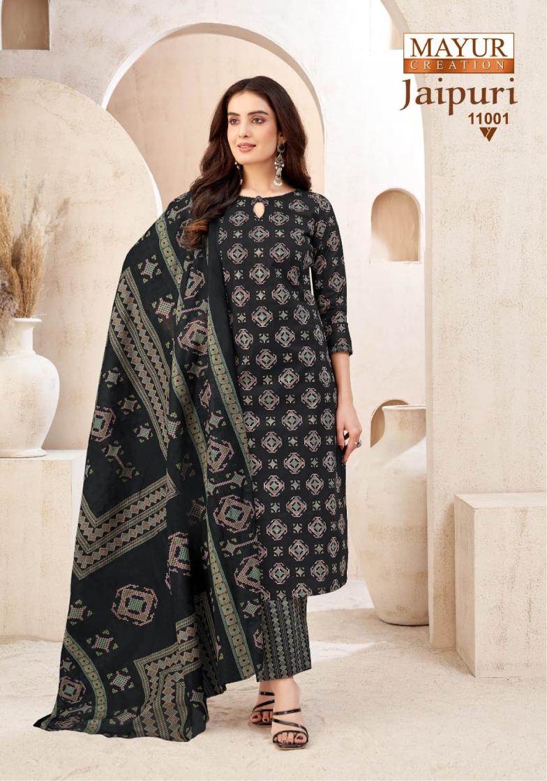 JAIPURI VOL 11 BY MAYUR CREATION COTTON FANCY FULL STITCH BIG SIZE DRESS