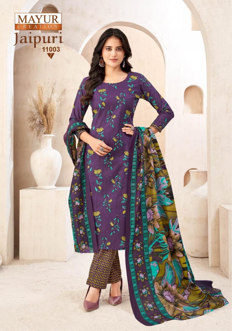 JAIPURI VOL 11 BY MAYUR CREATION COTTON FANCY FULL STITCH BIG SIZE DRESS