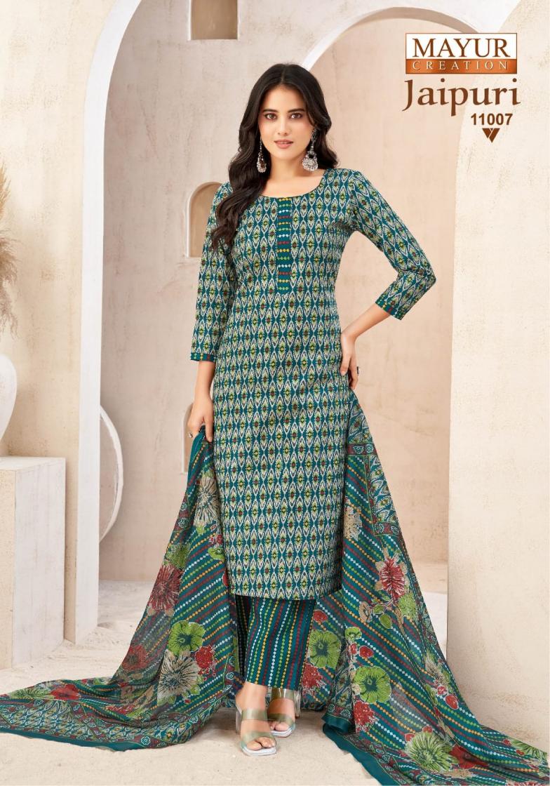 JAIPURI VOL 11 BY MAYUR CREATION COTTON FANCY FULL STITCH BIG SIZE DRESS