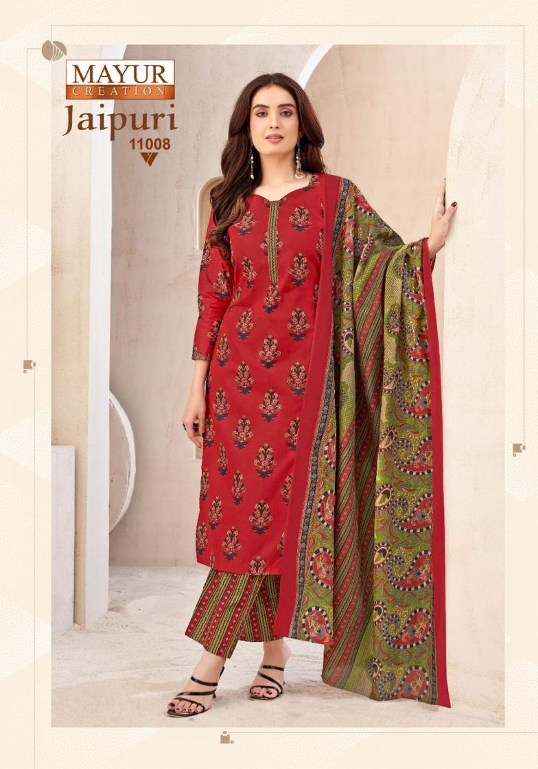 JAIPURI VOL 11 BY MAYUR CREATION COTTON FANCY FULL STITCH BIG SIZE DRESS