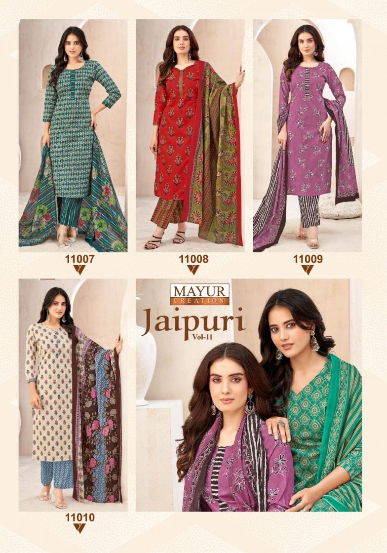 JAIPURI VOL 11 BY MAYUR CREATION COTTON FANCY FULL STITCH BIG SIZE DRESS