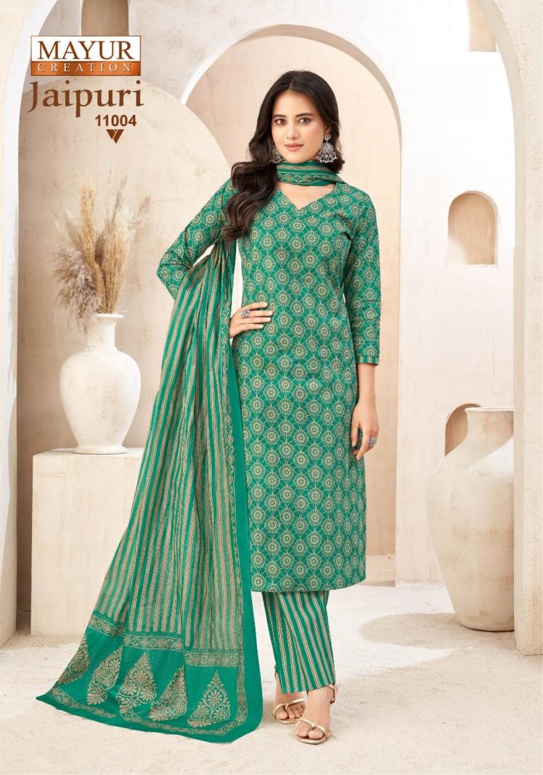 JAIPURI VOL 11 BY MAYUR CREATION COTTON FANCY FULL STITCH BIG SIZE DRESS