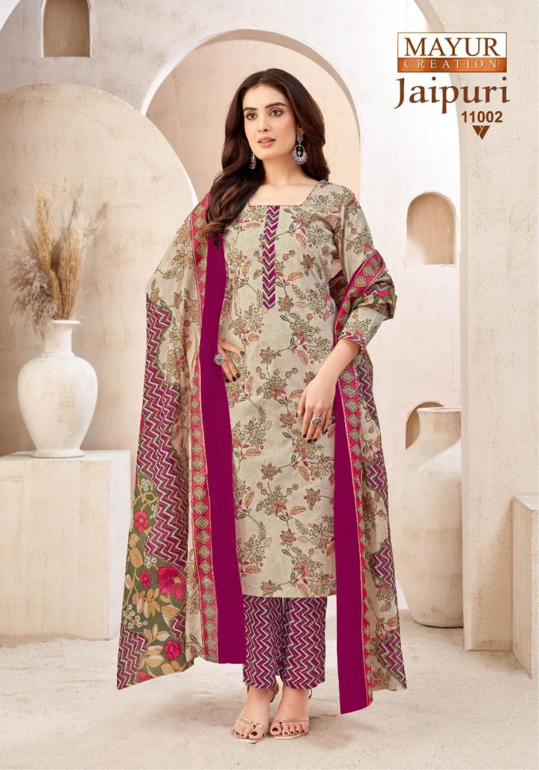 JAIPURI VOL 11 BY MAYUR CREATION COTTON FANCY FULL STITCH BIG SIZE DRESS