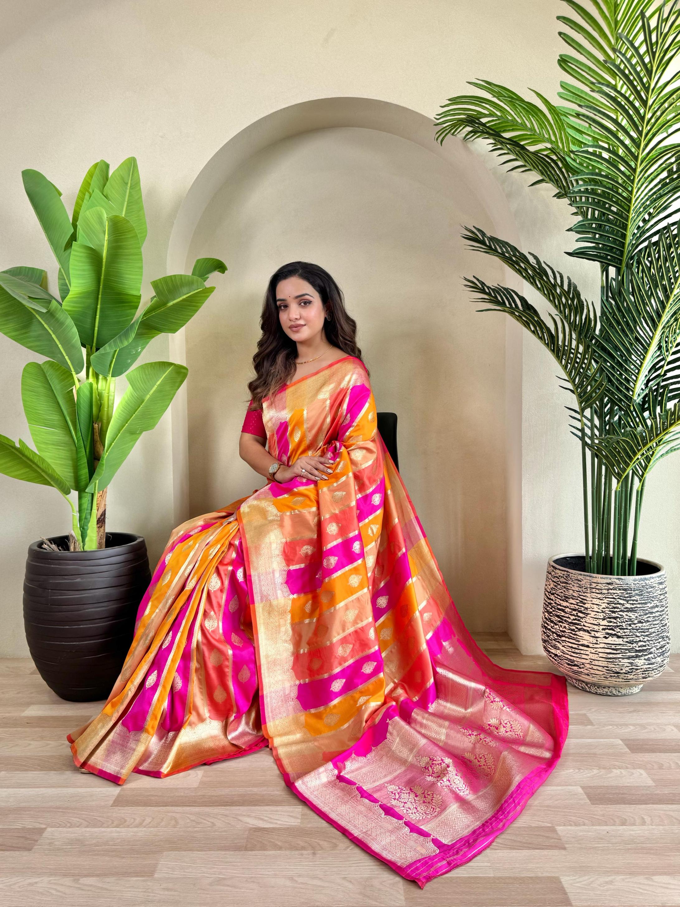 MEENAKSHI UNIQUE COLOURS BANARASI SATIN SILK SAREES