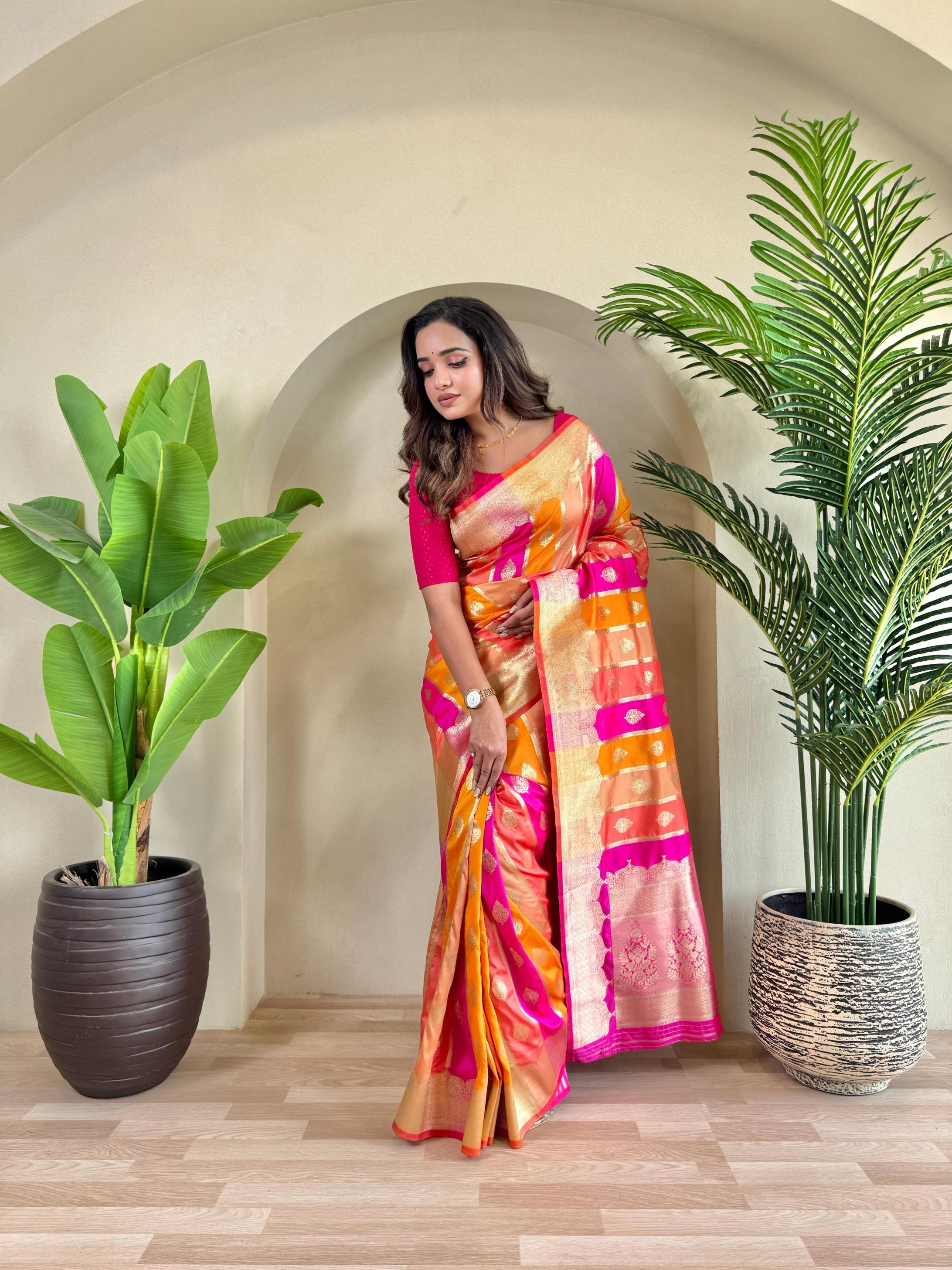 MEENAKSHI UNIQUE COLOURS BANARASI SATIN SILK SAREES