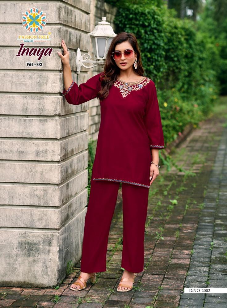 INAYA VOL 2 BY PASSION TREE READYMADE UNIQUE VETICAN SILK BIG SIZE CO-ORD SET 