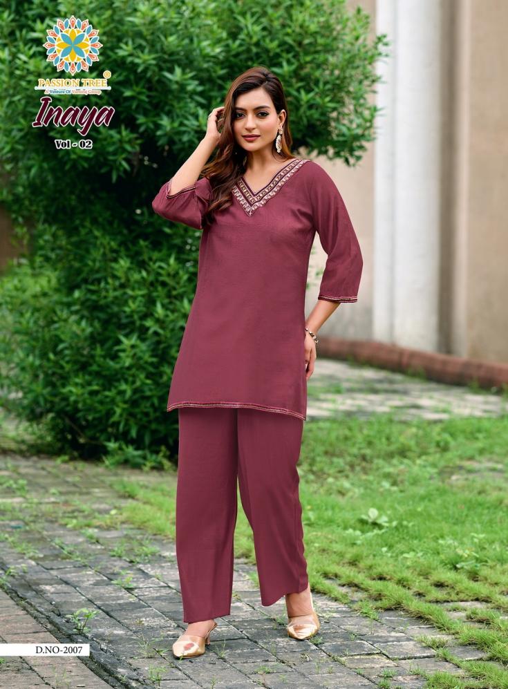 INAYA VOL 2 BY PASSION TREE READYMADE UNIQUE VETICAN SILK BIG SIZE CO-ORD SET 