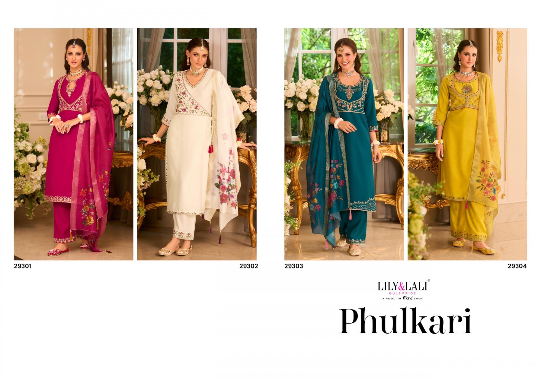 LILY & LALI PHULKARI READYMADE VISCOSE SILK PARTY WEAR LADIES SUIT