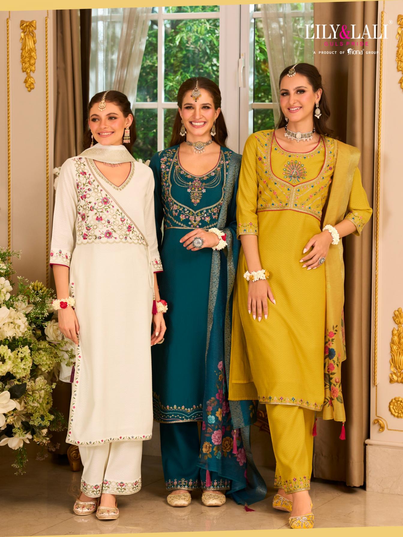 LILY & LALI PHULKARI READYMADE VISCOSE SILK PARTY WEAR LADIES SUIT