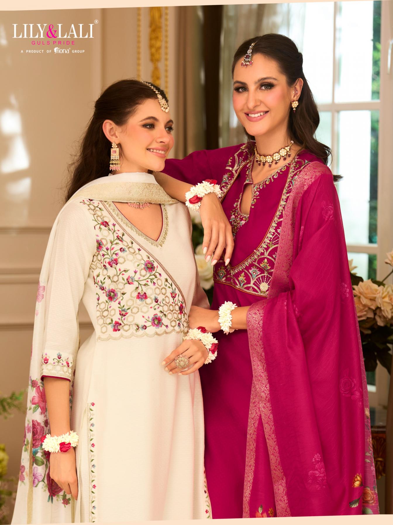 LILY & LALI PHULKARI READYMADE VISCOSE SILK PARTY WEAR LADIES SUIT