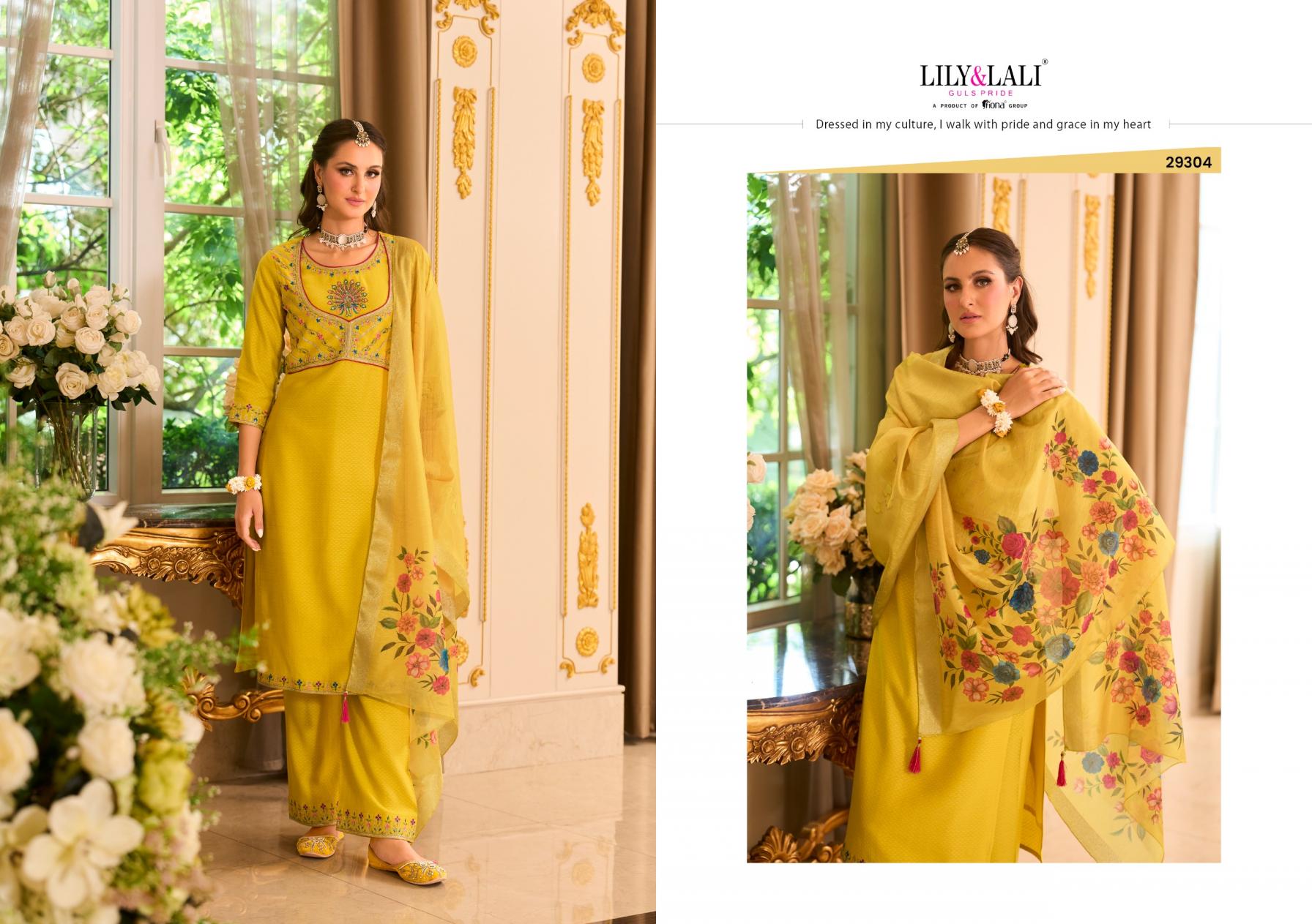 LILY & LALI PHULKARI READYMADE VISCOSE SILK PARTY WEAR LADIES SUIT