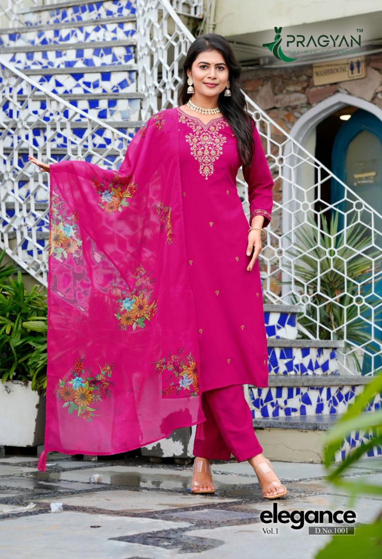 ELEGANCE VOL 1 BY PRAGYAN SILK STYLISH BIG SIZE 3PCS DRESS