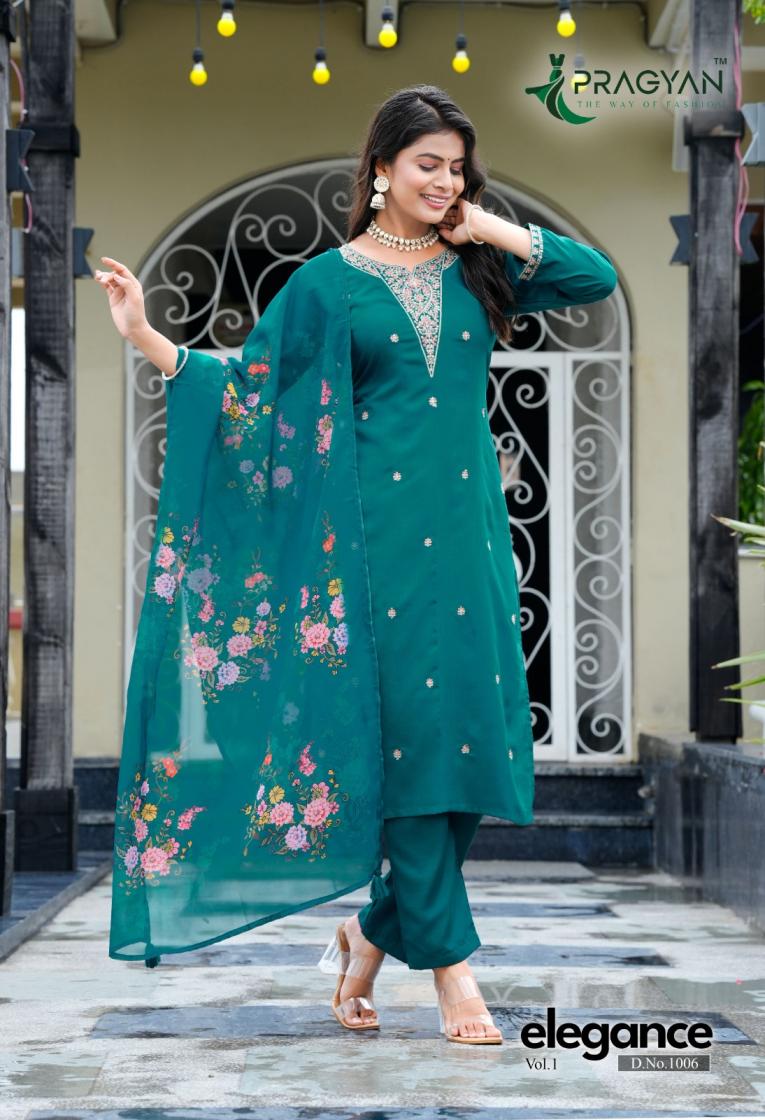 ELEGANCE VOL 1 BY PRAGYAN SILK STYLISH BIG SIZE 3PCS DRESS