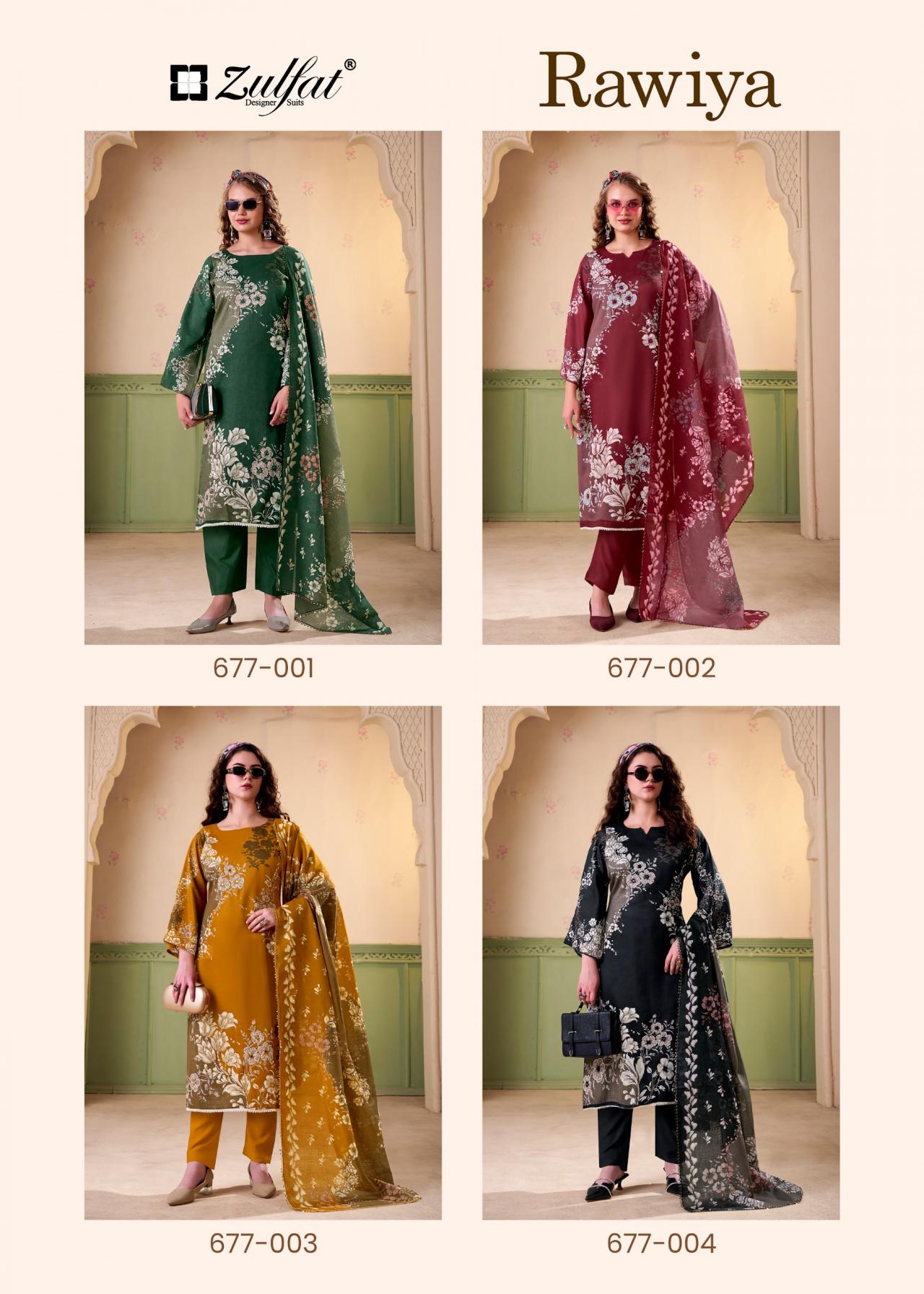 ZULFAT DESIGNER RAWIYA READYMADE BIG SIZE JAM SATIN PAKISTANI 3PCS DRESS