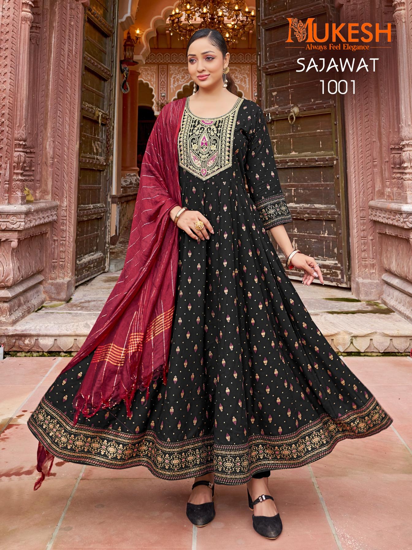 SAJAWAT RAYON HIT DESIGN READYMADE PLUS SIZE GOWN STYLE DRESS 