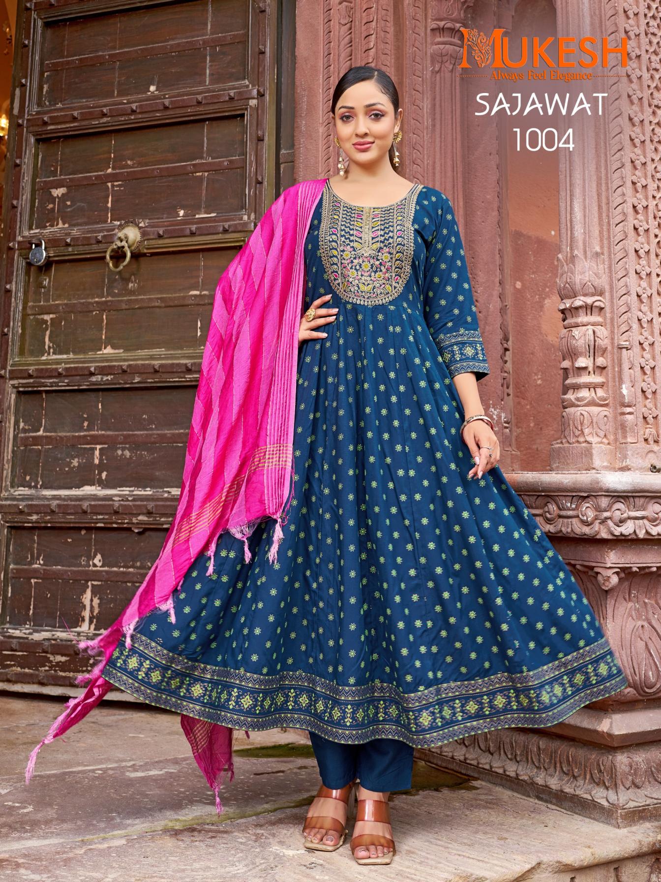 SAJAWAT RAYON HIT DESIGN READYMADE PLUS SIZE GOWN STYLE DRESS 