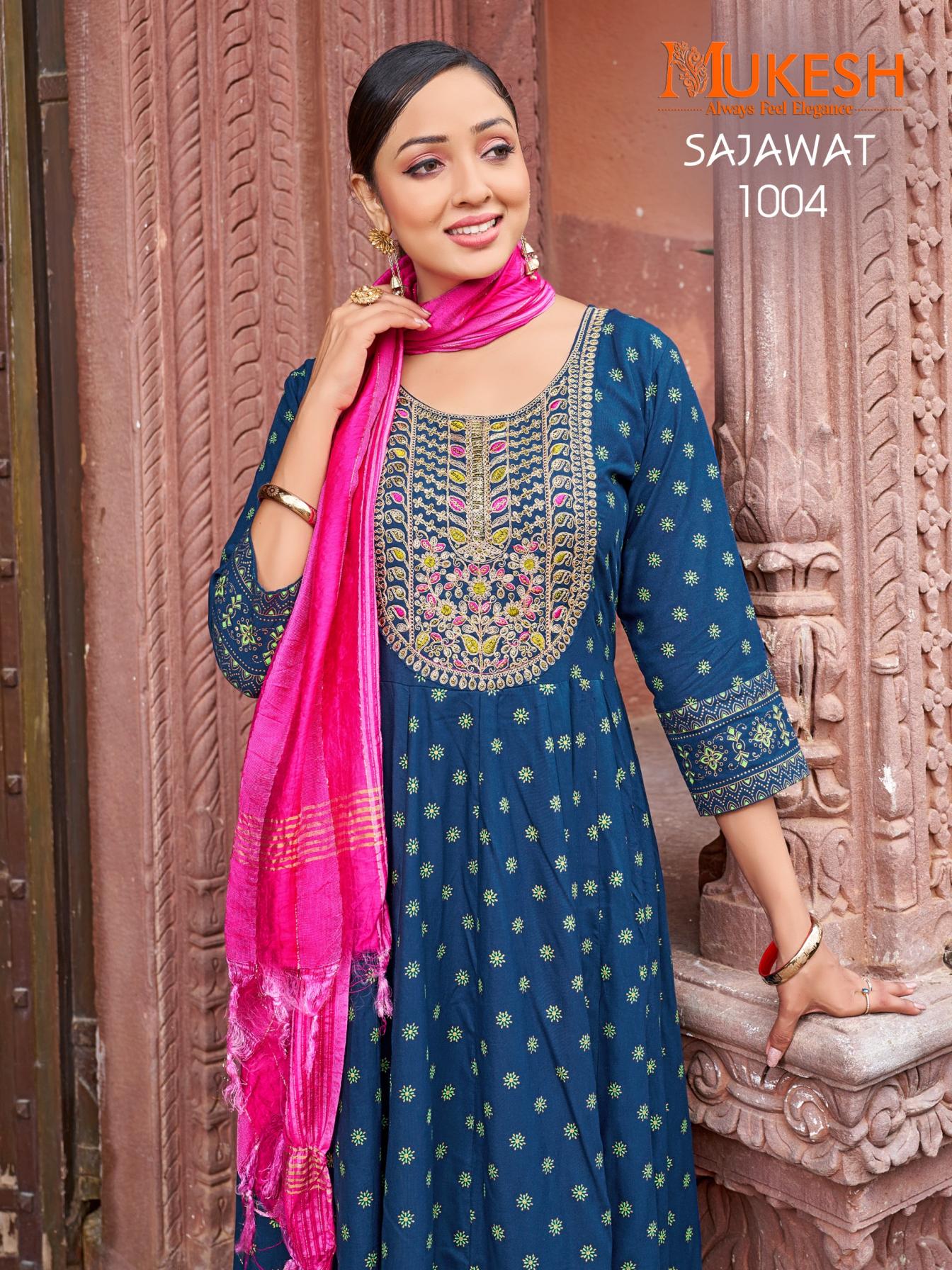 SAJAWAT RAYON HIT DESIGN READYMADE PLUS SIZE GOWN STYLE DRESS 