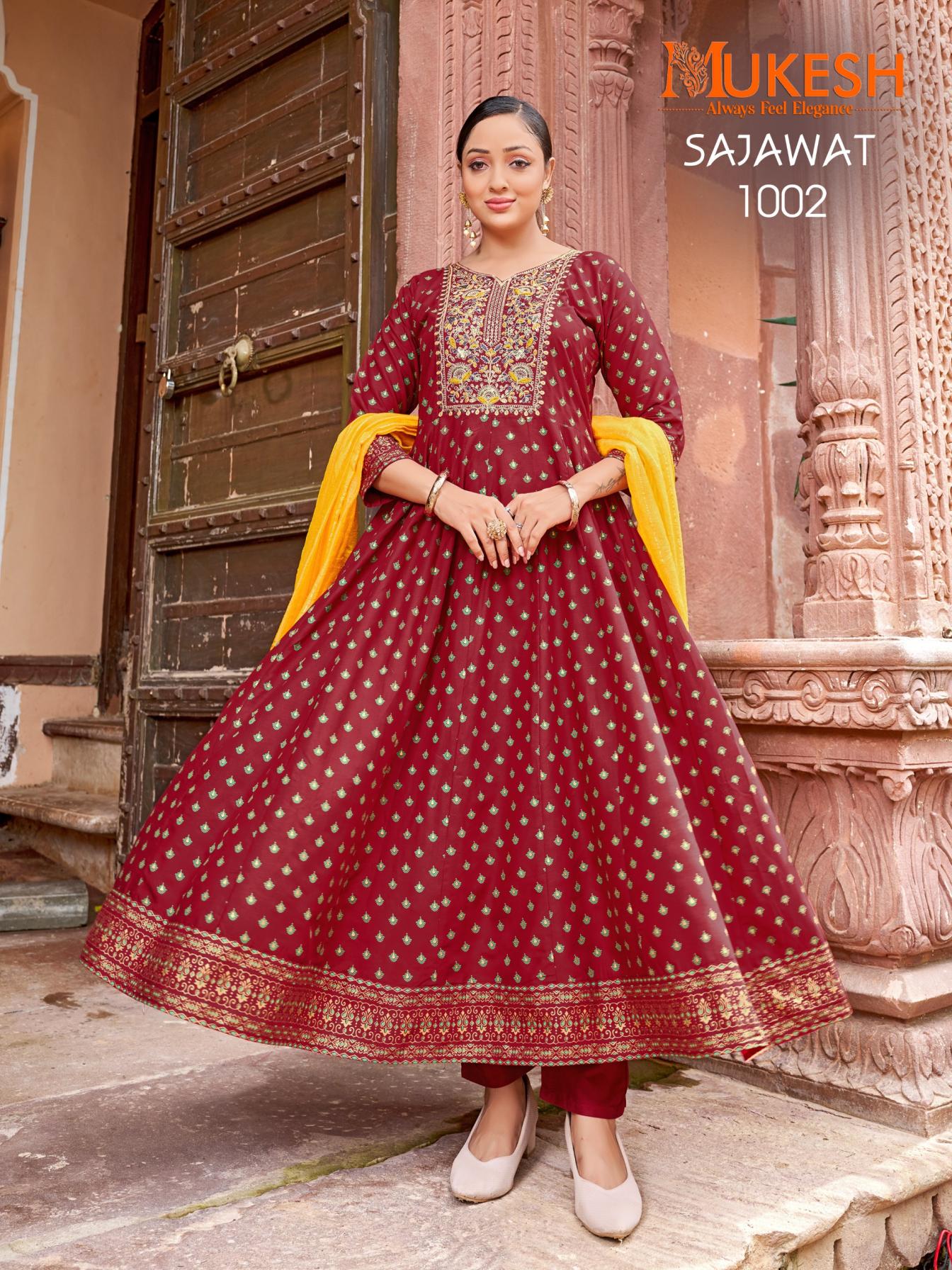 SAJAWAT RAYON HIT DESIGN READYMADE PLUS SIZE GOWN STYLE DRESS 