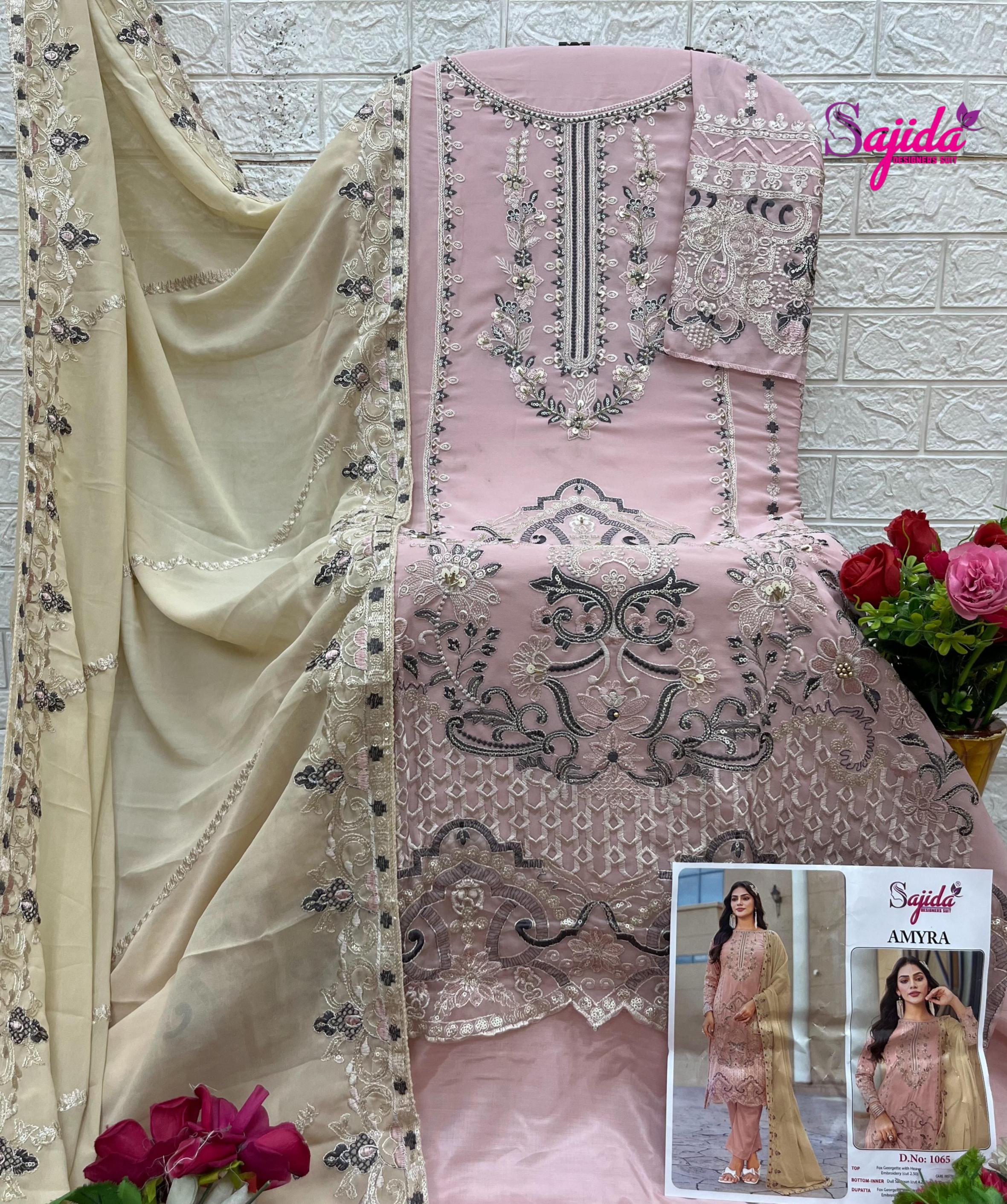 AMYRA VOL 1 BY SAJIDA DESIGNER FOX GEORGETTE STYLISH PAKISTANI 3PCS DRESS