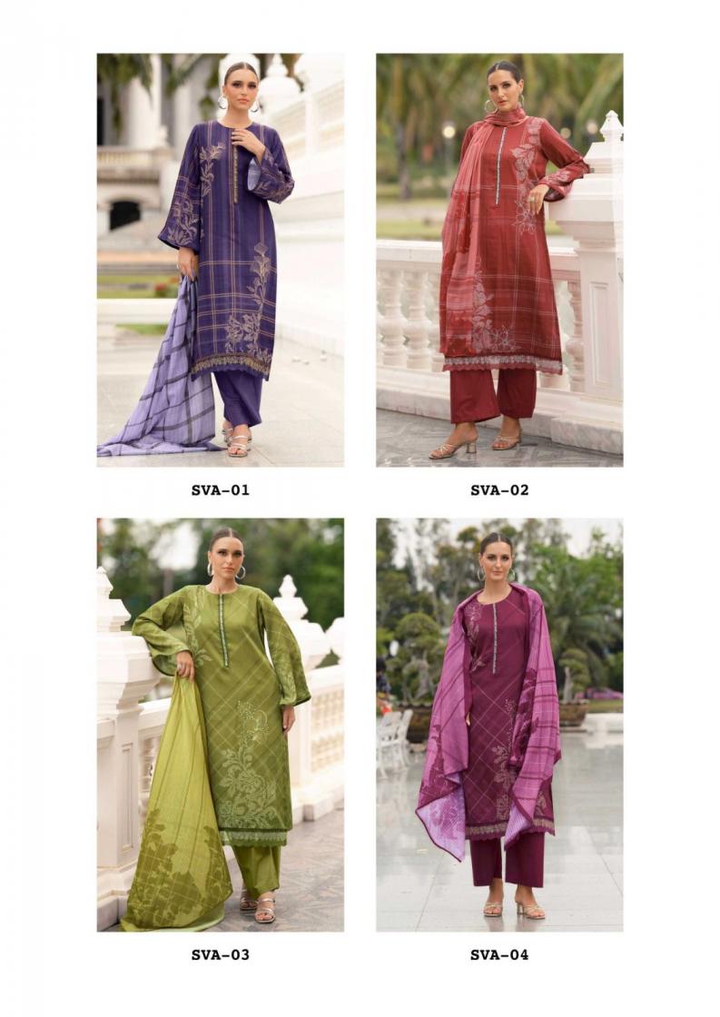 THE HERMITAGE SHOP SVA VISCOSE LAWN UNIQUE SUIT FOR WOMENS 