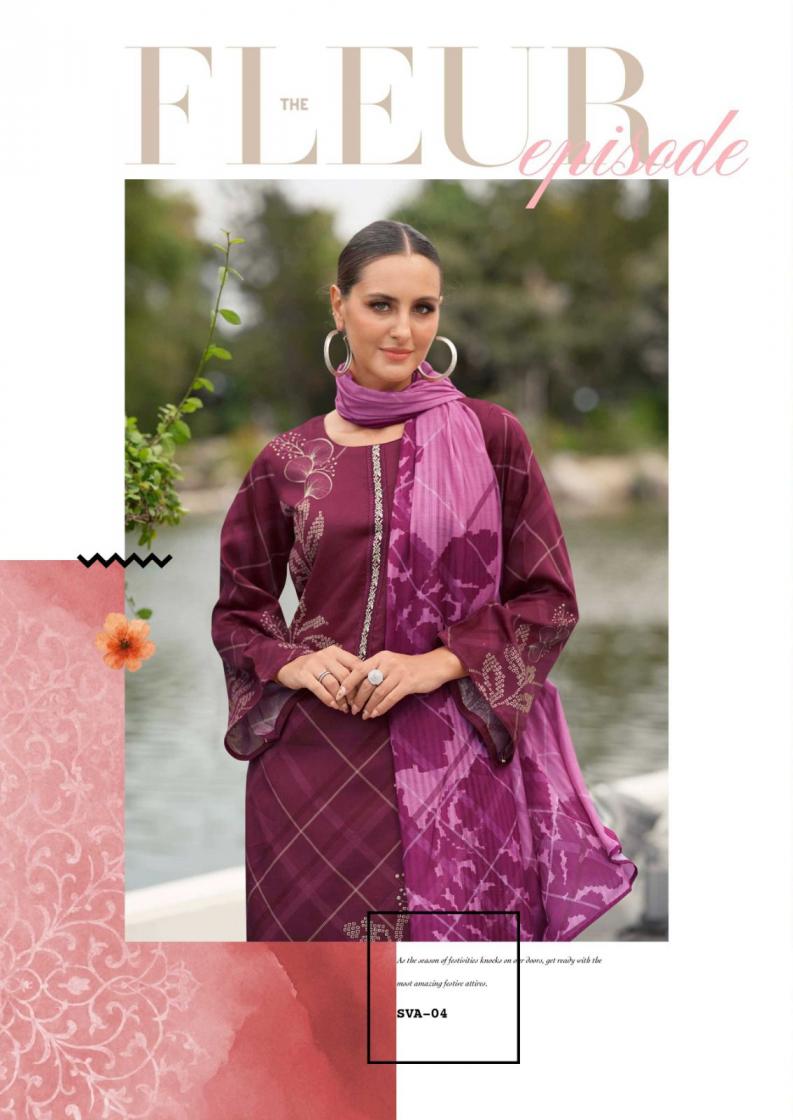 THE HERMITAGE SHOP SVA VISCOSE LAWN UNIQUE SUIT FOR WOMENS 