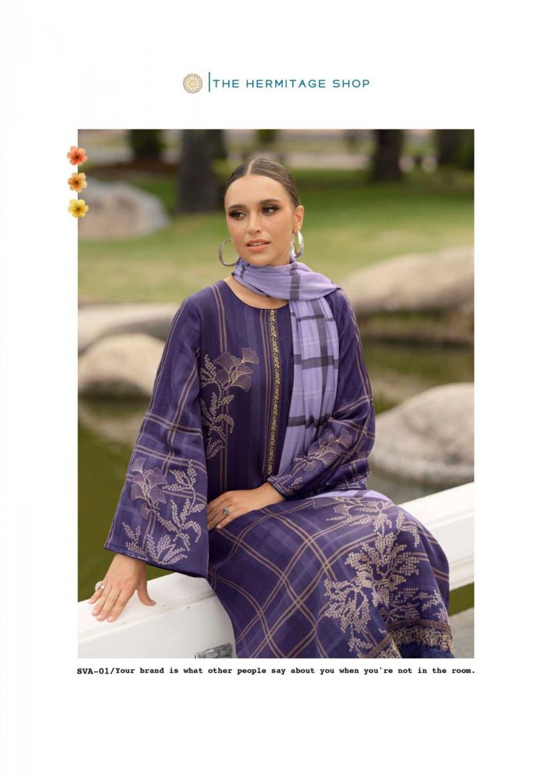 THE HERMITAGE SHOP SVA VISCOSE LAWN UNIQUE SUIT FOR WOMENS 