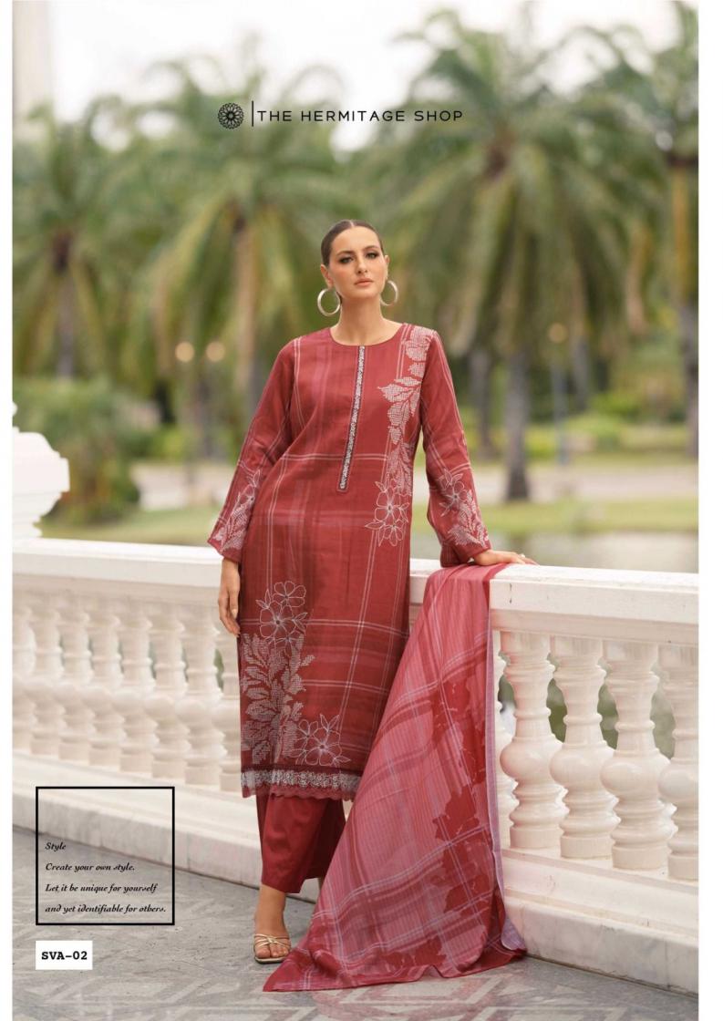 SVA BY THE HERMITAGE SHOP READYMADE STYLISH VISCOSE LAWN BIG SIZE 3PCS DRESS