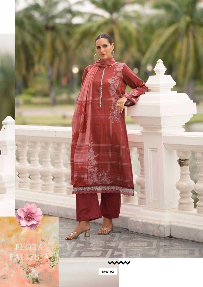 SVA BY THE HERMITAGE SHOP READYMADE STYLISH VISCOSE LAWN BIG SIZE 3PCS DRESS