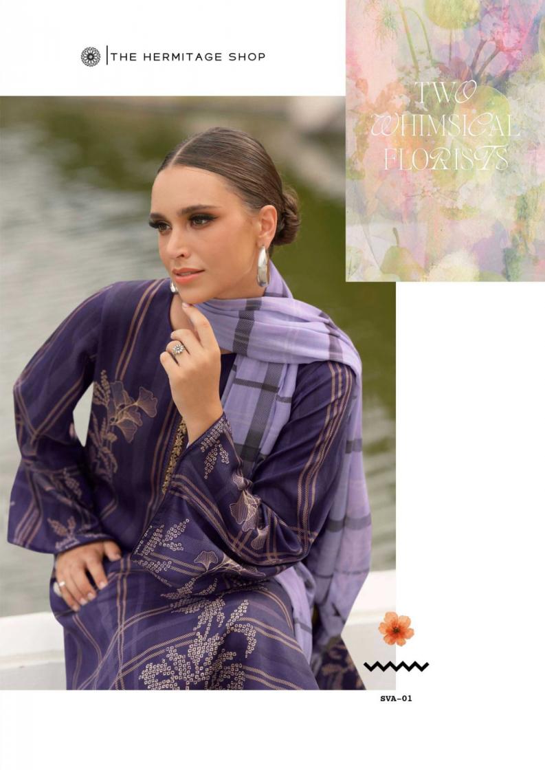 SVA BY THE HERMITAGE SHOP READYMADE STYLISH VISCOSE LAWN BIG SIZE 3PCS DRESS