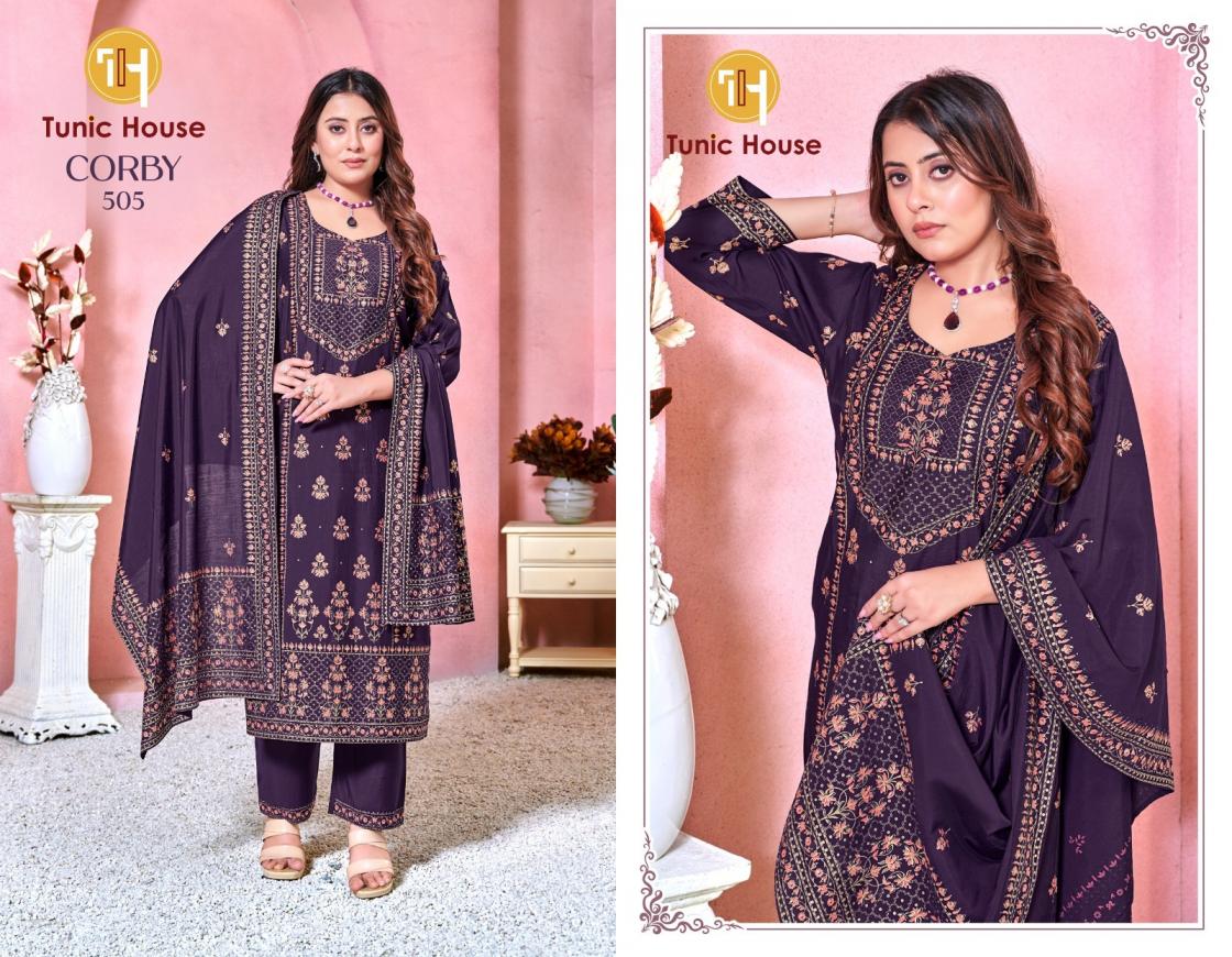 TUNIC HOUSE CORBY FOIL PRINT FANCY 3 PCS COMBO SET COLLECTION