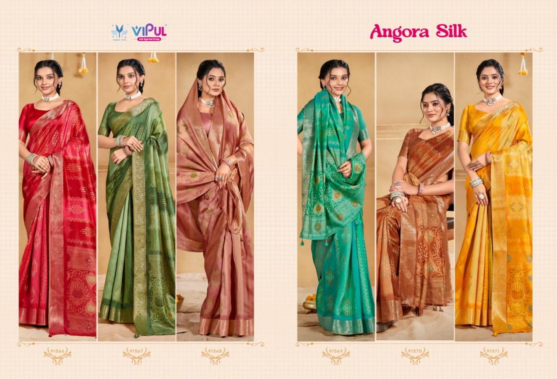 ANGORA SILK 91566-91571 BY VIPUL FASHION SOFT SILK STYLISH SAREE 