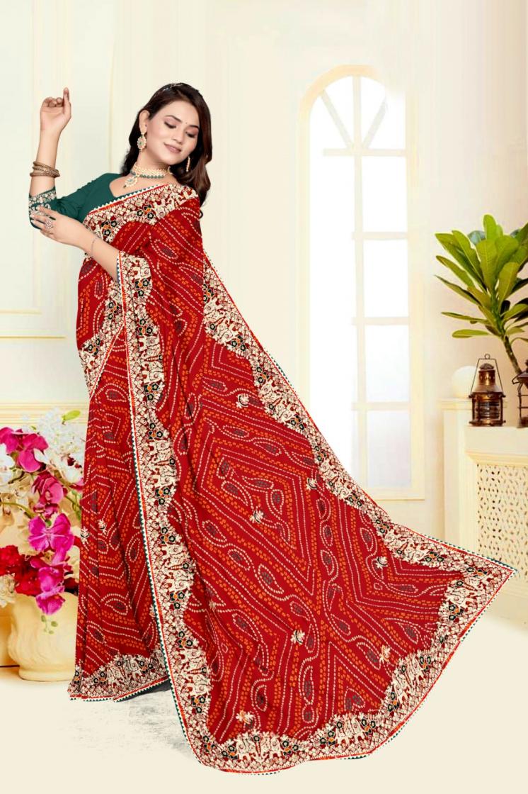 GEORGETTE BANDHANI TRADITIONAL SAREES ONLINE 