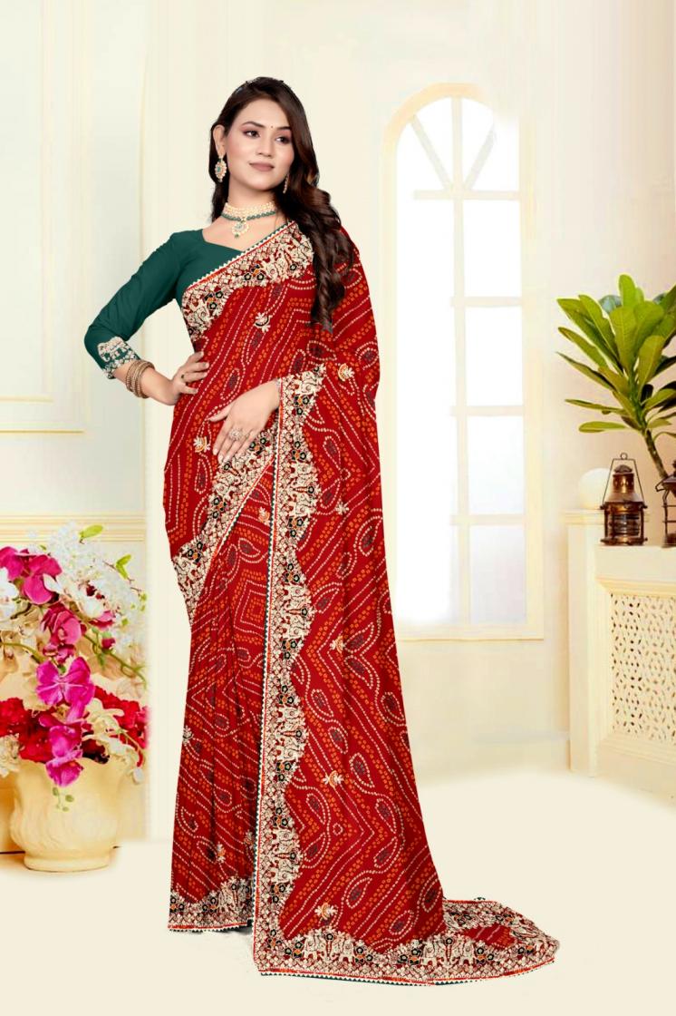 GEORGETTE BANDHANI TRADITIONAL SAREES ONLINE 