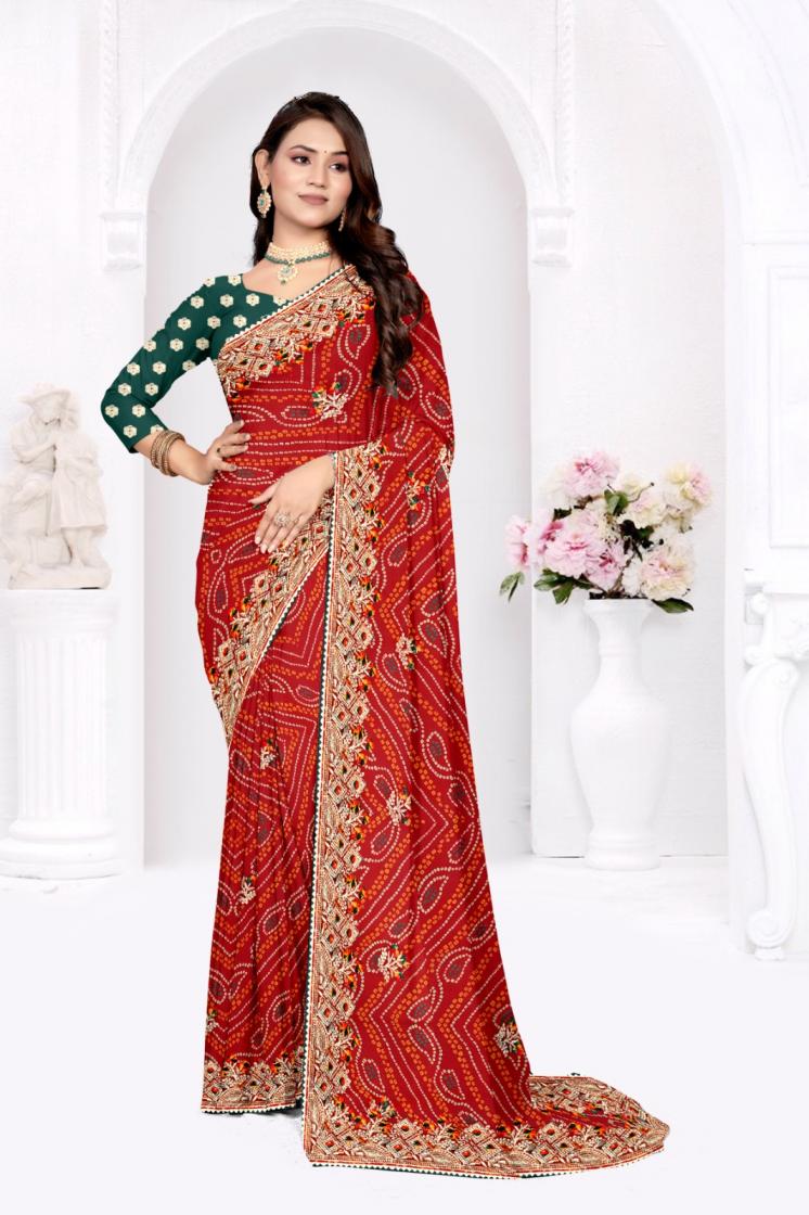 GEORGETTE BANDHANI TRADITIONAL SAREES ONLINE 