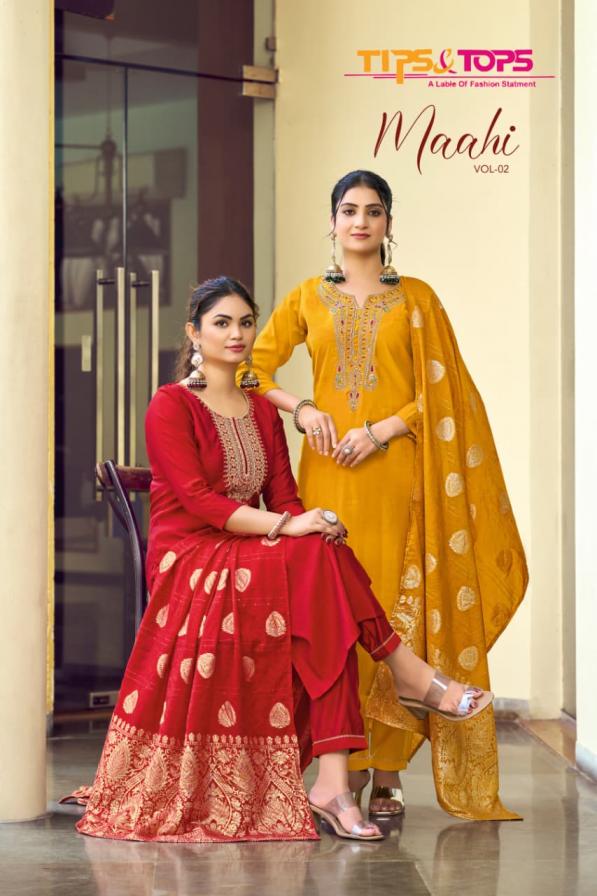 TIPS & TOPS MAAHI VOL 2 FULL STITCH ROMAN SILK PLUS SIZE 3PCS DRESS