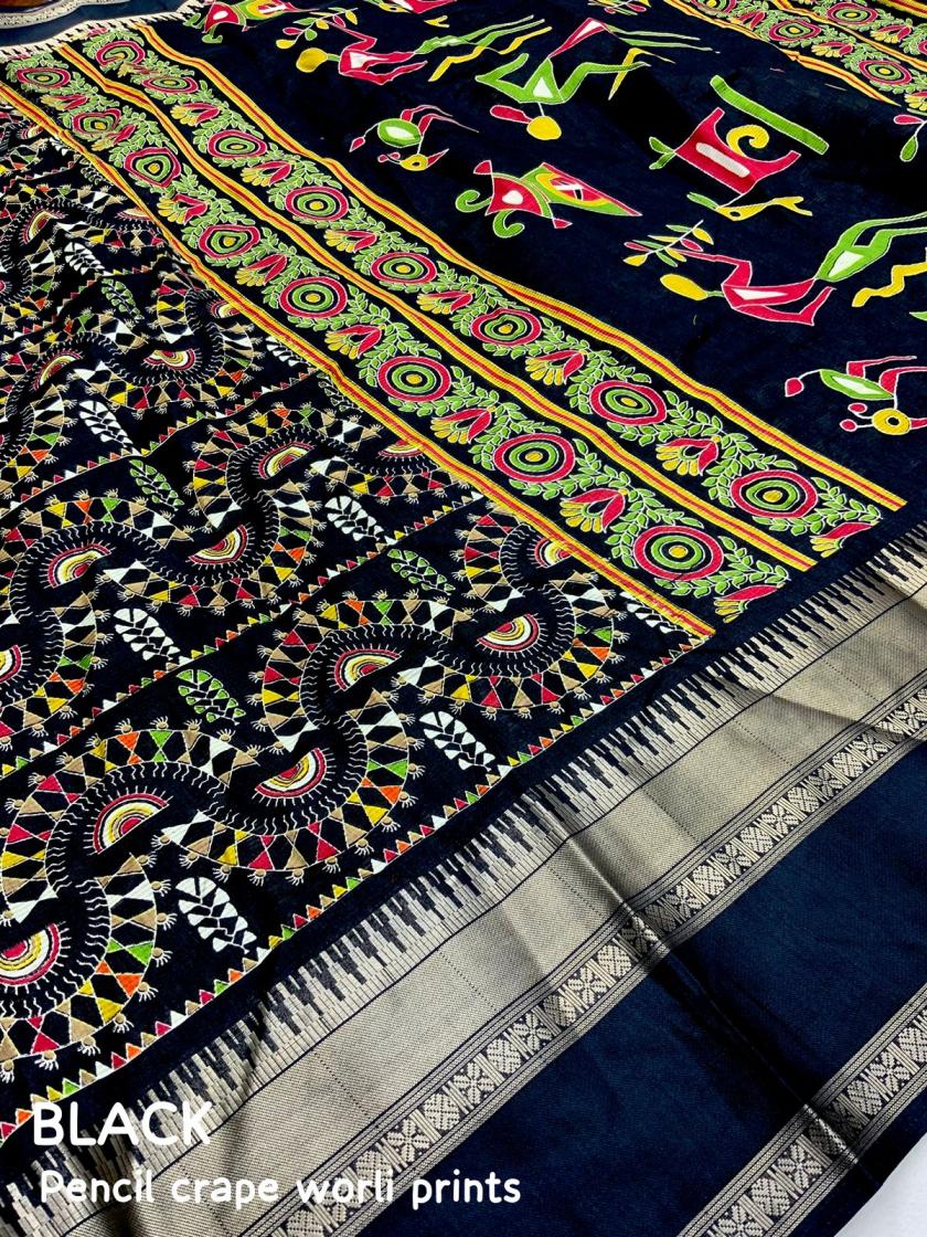PENCIL CRAPE CASUAL SAREE WHOLESALER 