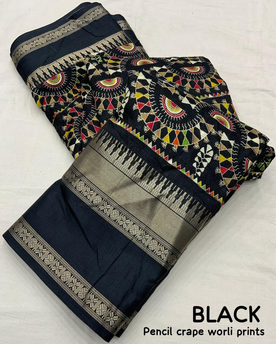 PENCIL CRAPE CASUAL SAREE WHOLESALER 