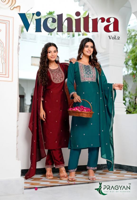 PRAGYAN VICHITRA VOL 2 FULL STITCH VICHITRA PLUS SIZE 3PCS DRESS