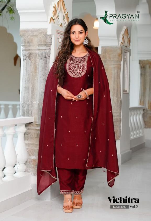 PRAGYAN VICHITRA VOL 2 FULL STITCH VICHITRA PLUS SIZE 3PCS DRESS