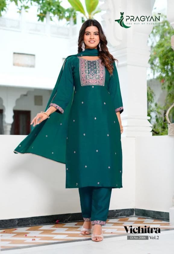 PRAGYAN VICHITRA VOL 2 FULL STITCH VICHITRA PLUS SIZE 3PCS DRESS