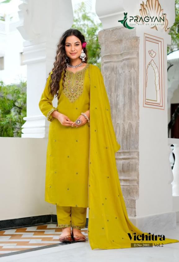 PRAGYAN VICHITRA VOL 2 FULL STITCH VICHITRA PLUS SIZE 3PCS DRESS