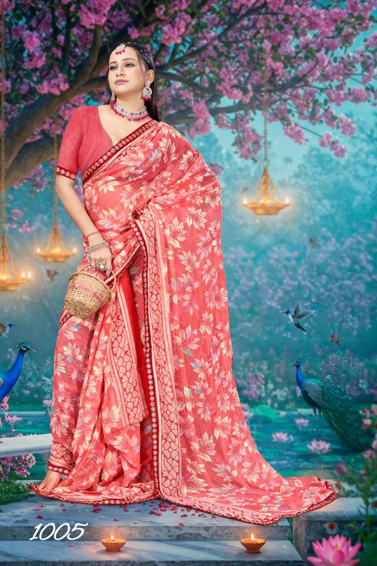 VIRANGANA WETLESS PATTERN CASUAL WEAR SAREES