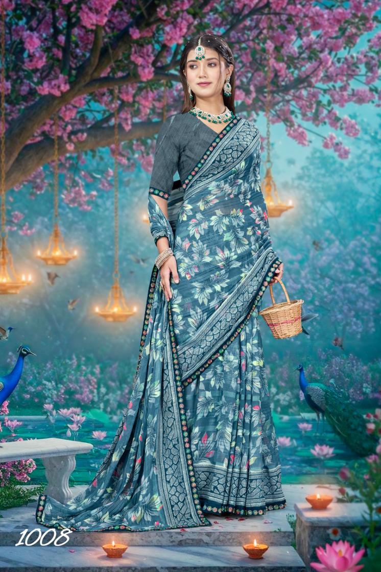 VIRANGANA WETLESS PATTERN CASUAL WEAR SAREES