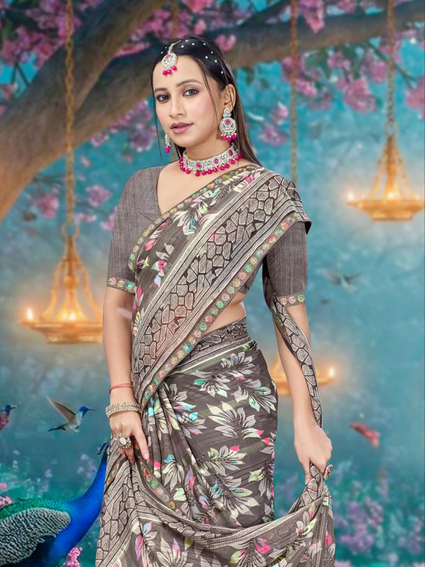 VIRANGANA WETLESS PATTERN CASUAL WEAR SAREES