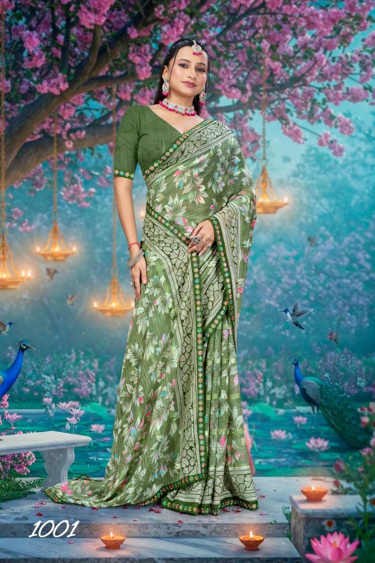 VIRANGANA WETLESS PATTERN CASUAL WEAR SAREES