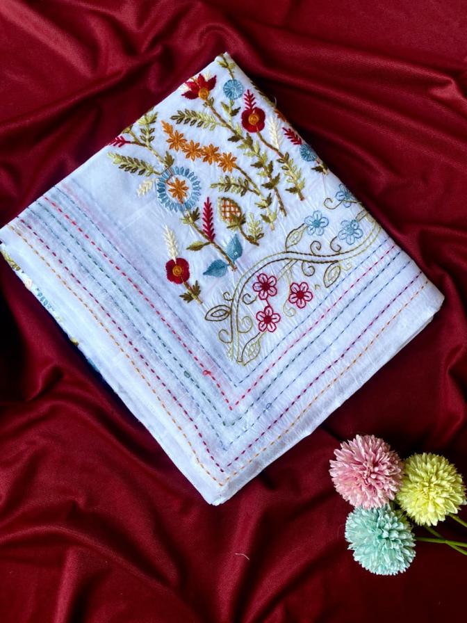 heritage & grace tussar silk woven embroidery work sarees online 